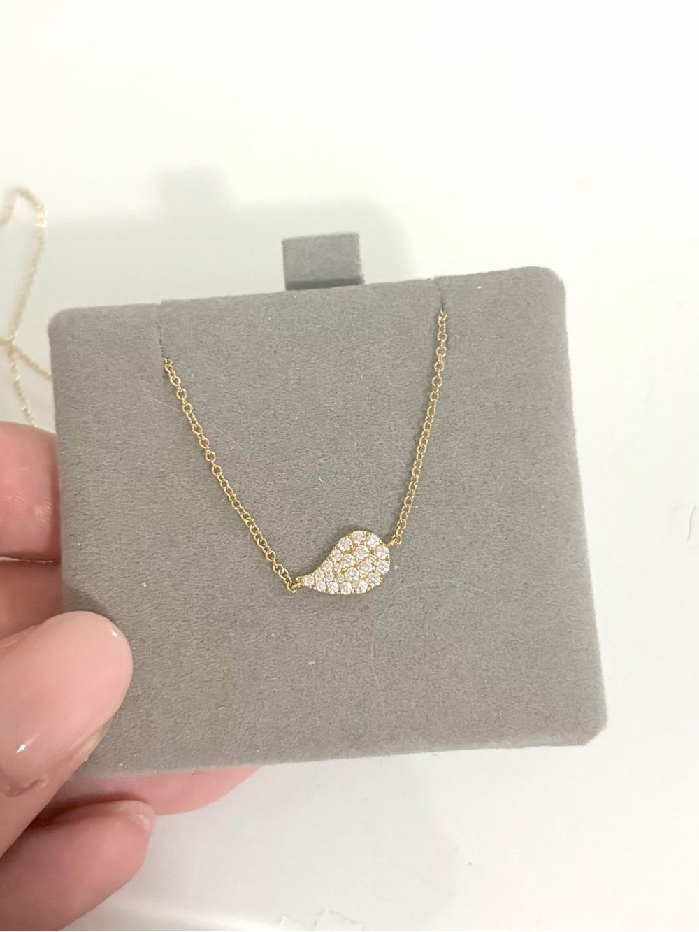 Pavé Teardrop Pendant Necklace in Gold